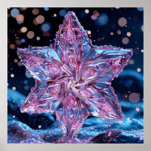 Ornate Pink Star Ornament Poster