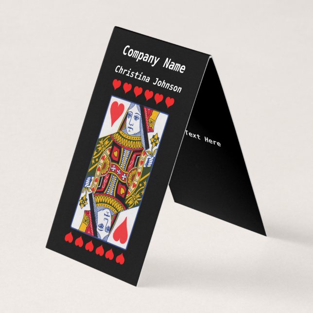 Ornate Playing Card Queen Red Hearts Black (Front)