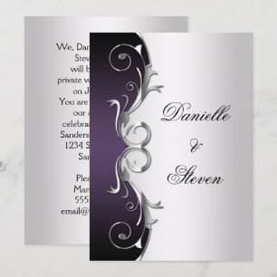 Ornate Purple Black Silver Post Wedding Celebratio Invitation