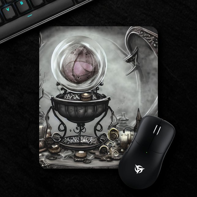 Ornate Purple Crystal Ball and Witchcraft Items Mouse Mat (Creator Uploaded)