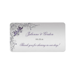 Ornate Purple Silver Floral Address Label