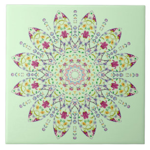 Ornate Purple Yellow Mandala Tile