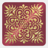 Ornate Red and Gold Embossed Look Sticker (Front)