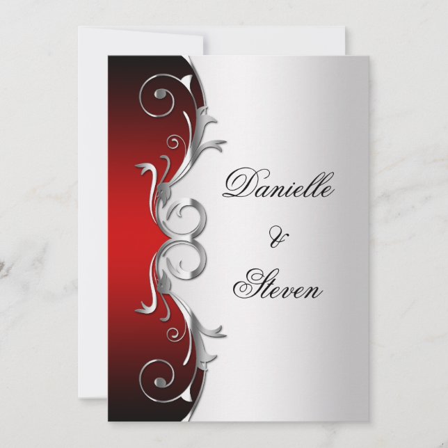 Ornate Red Black Silver Post Wedding Celebration Invitation (Front)