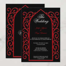 Ornate red border Gothic wedding Invitation
