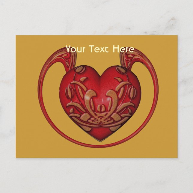 Ornate Red Heart Customisable Postcard (Front)