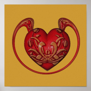 Ornate Red Heart  Poster