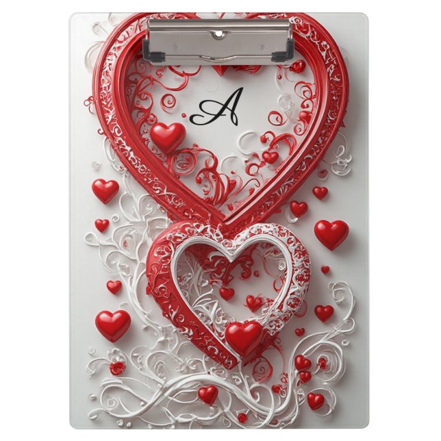 Ornate Red Hearts Decorative Frame Clipboard (Front)
