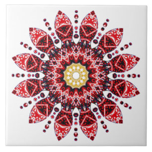 Ornate Red Mandala Tile