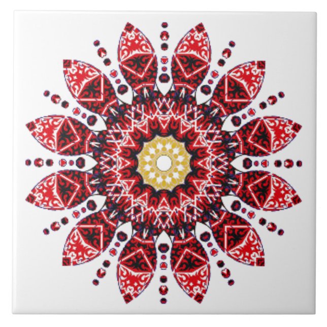 Ornate Red Mandala Tile (Front)
