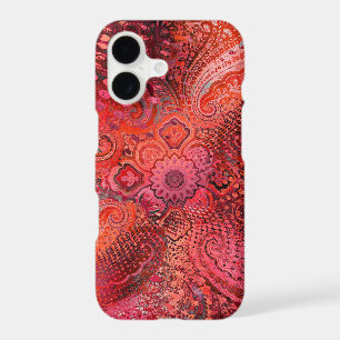 Ornate Red Symmetrical Paisley Motif
