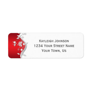 Ornate Red White Silver Flowers Swirls