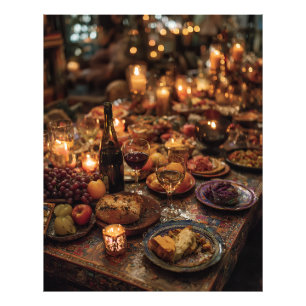 Ornate Red Wine Banquet Table Photo Print