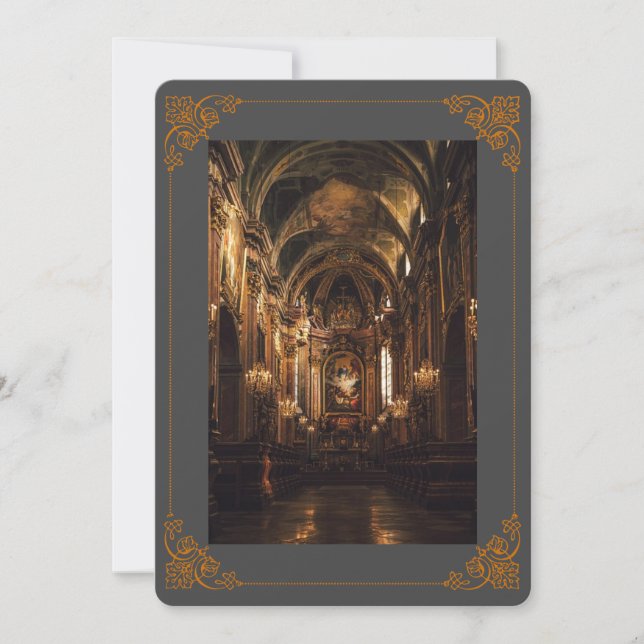 Ornate Religious Memorial Card - Custom Funeral (Front)