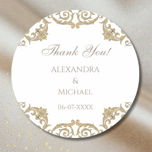 Ornate Rococo Victorian Wedding Thank You Classic Round Sticker