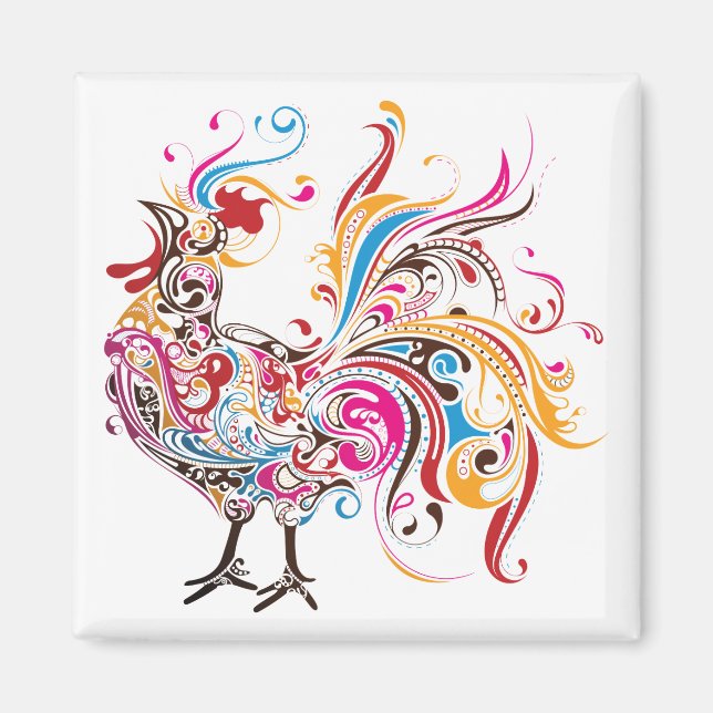 Ornate Rooster Magnet (Front)