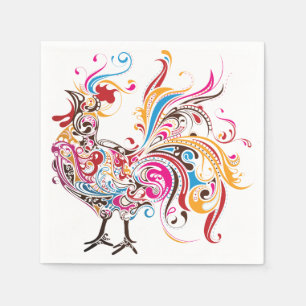 Ornate Rooster Napkin