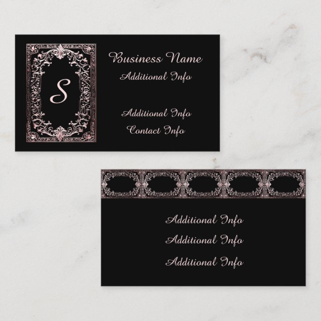 Ornate Rose Gold Frame   Business Card (Front/Back)