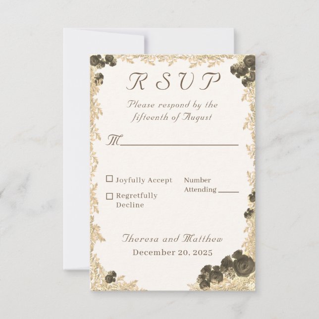 Ornate Roses Catholic Response Card (Front)