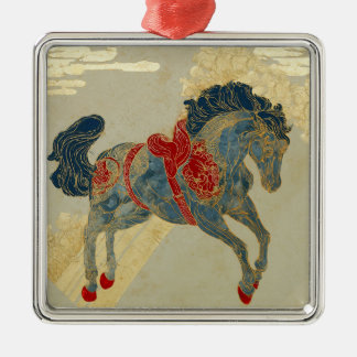 Ornate Royal Blue Horse  Metal Tree Decoration