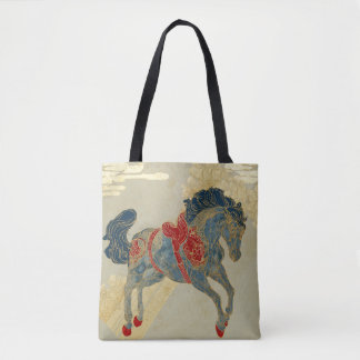Ornate Royal Blue Horse  Tote Bag
