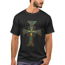 Ornate Sacred Cross Art – Turquoise and Gold