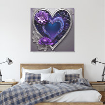 Ornate sapphire & amethyst heart fantasy AI art