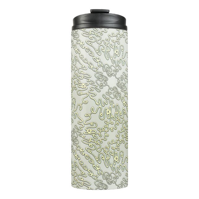Ornate Scribble Pattern in Gold & Silver Thermal Tumbler (Front)