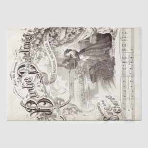 Ornate Script Songbook Music Lady Bird Decoupage  Tissue Paper