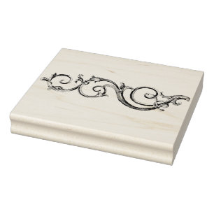 Ornate Scroll Decoration Vintage Rubber Art Stamp