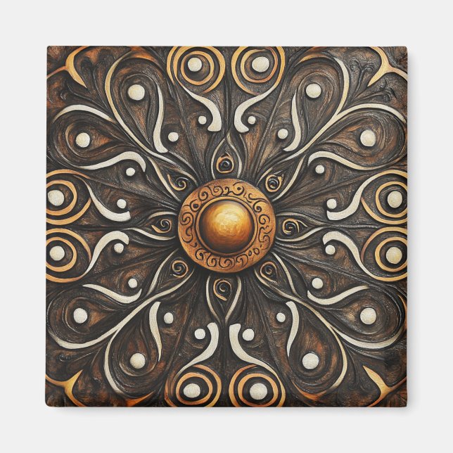Ornate Scrollwork with Golden Centre 4 Magnet (Front)