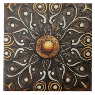 Ornate Scrollwork with Golden Centre 4 Tile