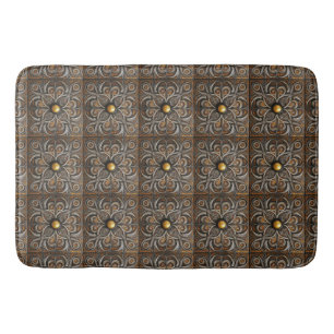 Ornate Scrollwork with Golden Centre Bath Mat