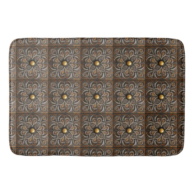 Ornate Scrollwork with Golden Centre Bath Mat (Front)