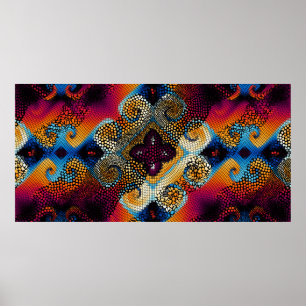 Ornate seamless texture background. Diagonal waves Poster