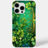 ORNATE SHADES OF GREEN & GOLD IRISH SHAMROCKS