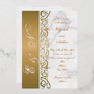 Ornate Side Wedding Foil Invitation