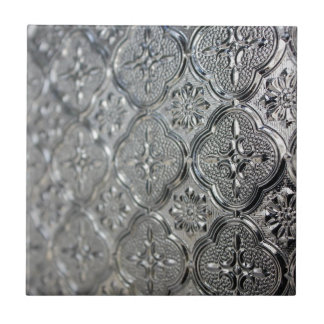 Ornate Silver Glass Design Tile