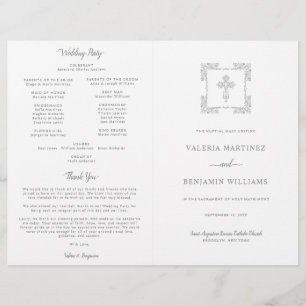 Ornate Silver Grey Catholic Wedding Mass Program