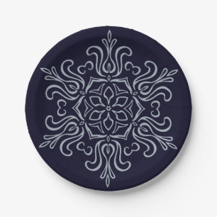Ornate Silver Snowflake Paper Plate