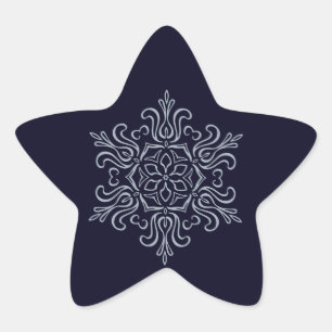 Ornate Silver Snowflake Star Sticker