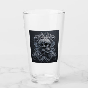 Ornate Skull Glass Tumbler 