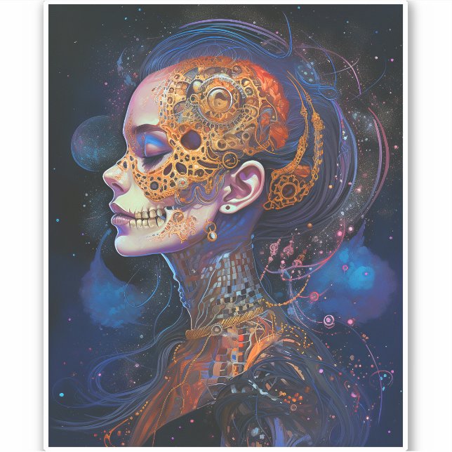 Ornate Skull Woman Surreal Art (Front)