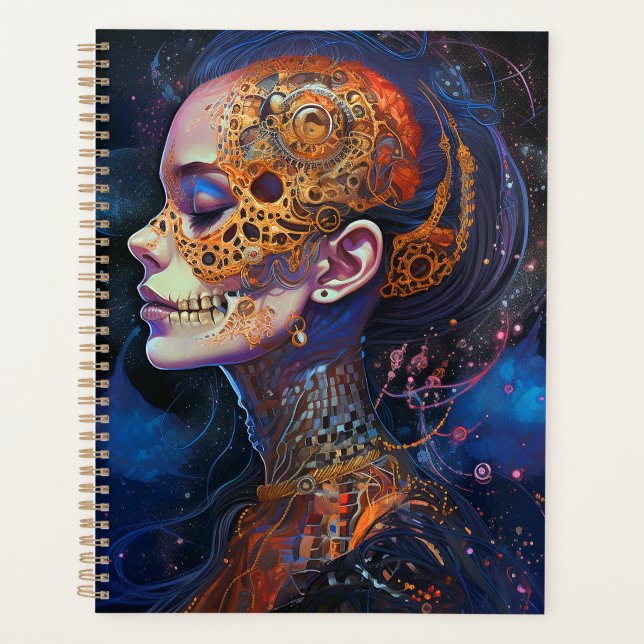 Ornate Skull Woman Surreal Art Planner (Front)
