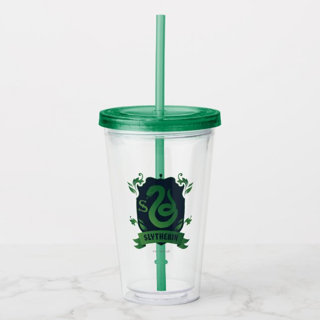 Ornate SLYTHERIN™ House Crest Acrylic Tumbler (Front)