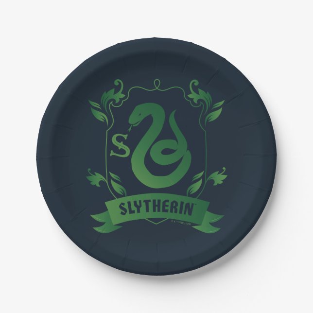 Ornate SLYTHERIN™ House Crest Paper Plate (Front)