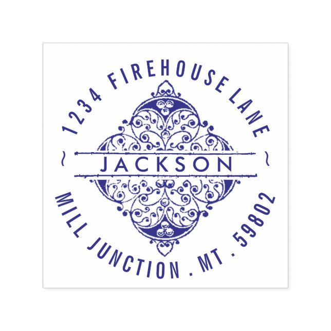 Ornate Square Self-Ink Return Address Stamp (Design)