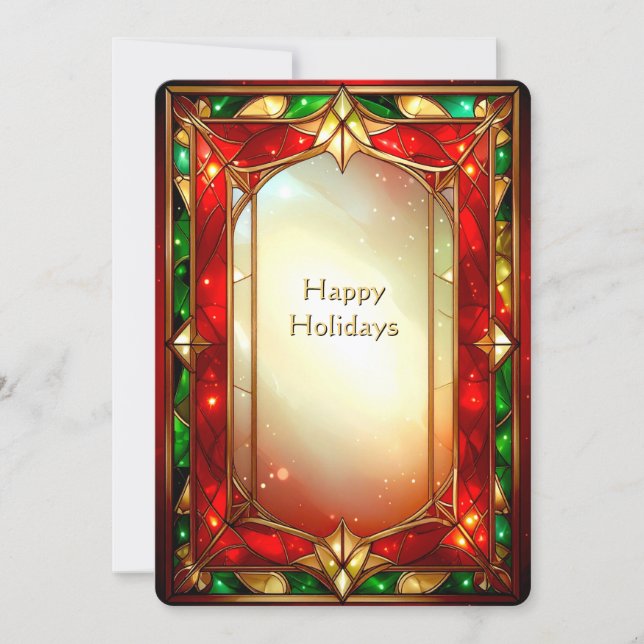 Ornate Stained Glass Frame Holiday Card (Front)
