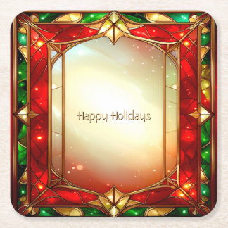 Ornate Stained Glass Holiday Paper Coaster