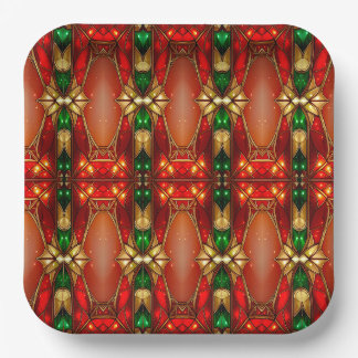 Ornate Stained Glass Holiday Paper Plate